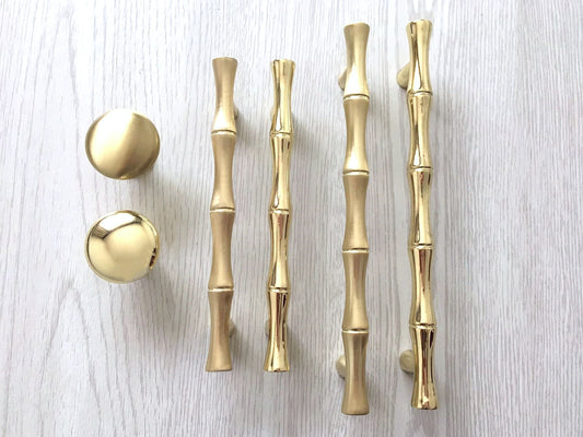 Gold Bamboo Cabinet Pulls and Drawer Knobs, MCM Kitchen Hardware