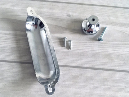 Cup Drawer Pull and Knobs, Polished Chrome, 3.5" 3.75" 4.75" Centers
