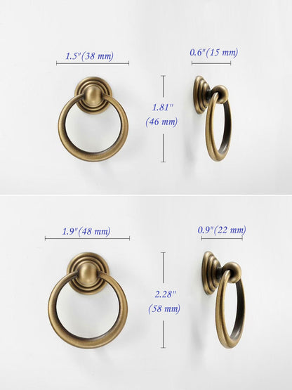 3.75" 5" Vintage Look Swan Neck Swing Bail Handle, Cabinet Drop Ring Pull, Antique Bronze