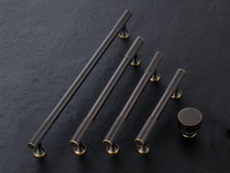 Brass Fluted Cabinet Bar Pull & Knob - 3.75" to 8.8"