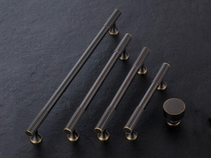 Brass Fluted Cabinet Bar Pull & Knob - 3.75" to 8.8"