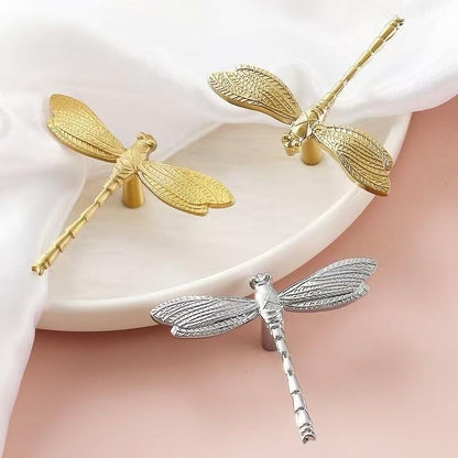 Dragonfly Brass Cabinet Knob, Polished Gold Chrome, Unique Drawer Pull, Kitchen Hardware