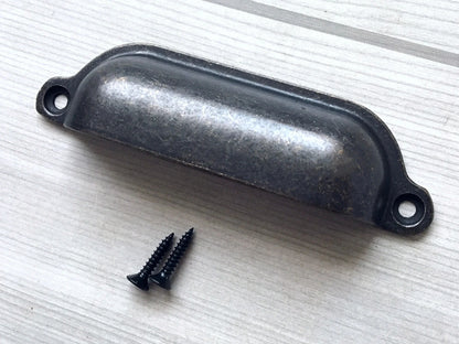 Farmhouse Cabinet Handle & Cup Drawer Pull - Dark Antique Bronze