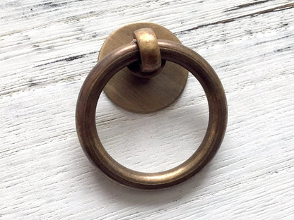 Multiple Sizes Drop Ring Pulls, Antique Bronze/Unlaquered Brass