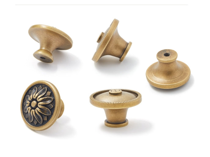 Solid Brass Cabinet Button Knob - Antique Bronze