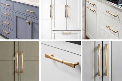 3.75" 5" 7.5" Brushed Gold Cabinet Pulls, Mid Century Modern Kitchen Hardware