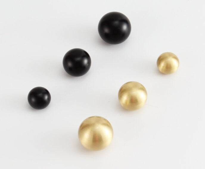 Ball Brass Knobs, Cabinet Drawer Pulls, Brushed Gold, Matte Black, Brushed Nickel