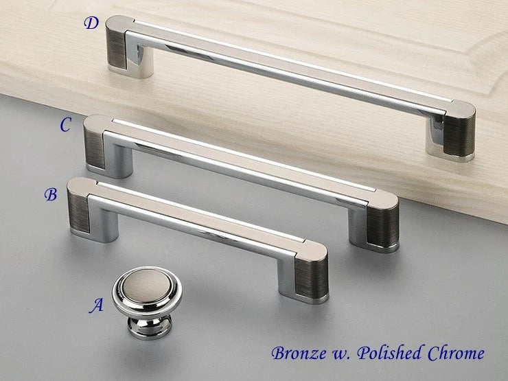 Sleek Modern Cabinet Pull Handle, Drawer Knob, Chrome Silver White Black, Kitchen Hardware