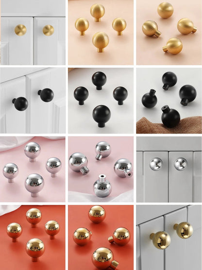 Brass Ball Knobs, Black Gold Chrome Nickel