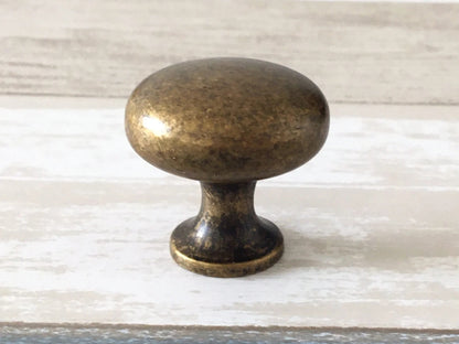 Drawer Knob with Backplate, Antique Bronze, Retro Rustic MCM, Kitchen Cabinet Hardware