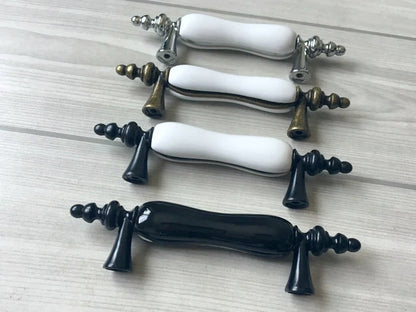 3" Centers Porcelain Cabinet Pull, Ceramic Drawer Handles 76 mm Holes