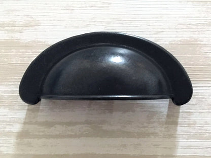 2.75" Cup Drawer Pull & Cabinet Knob in Antique Black, 2-3/4 Inch 70 mm Centers