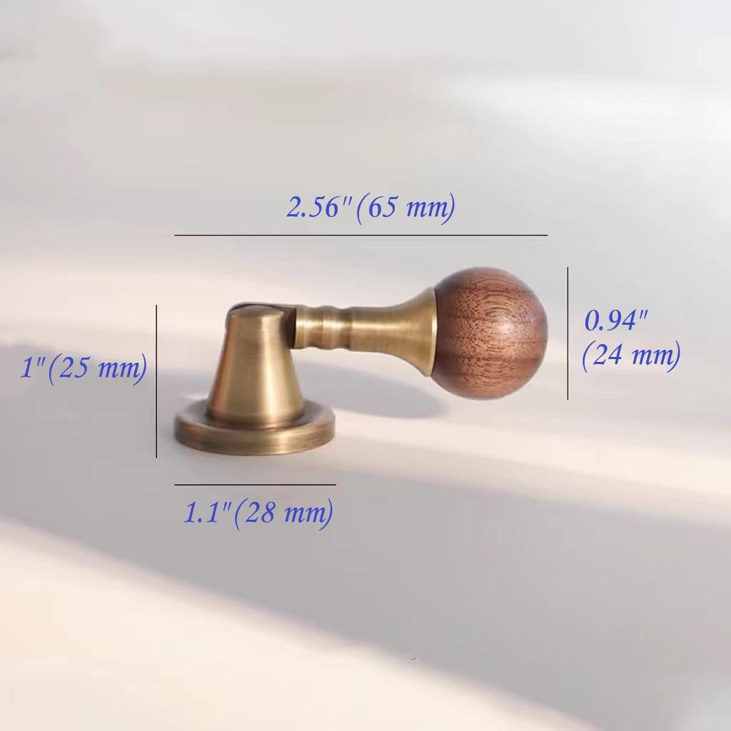 Walnut Brass Drop Drawer Pull - Pendant Cabinet Knob