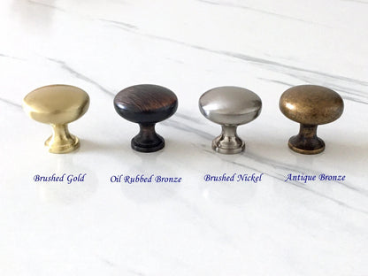 Round Cabinet Knobs, Drawer Pulls, Gold Pewter Nickel Bronze, Kitchen Hardware