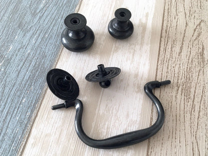 3.5" Drawer Pulls Drop Handles Antique Black Vintage Style Hardware