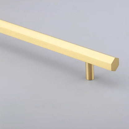 Solid Brass Hexagonal Cabinet Bar Handles, Geometric Kitchen Hardware