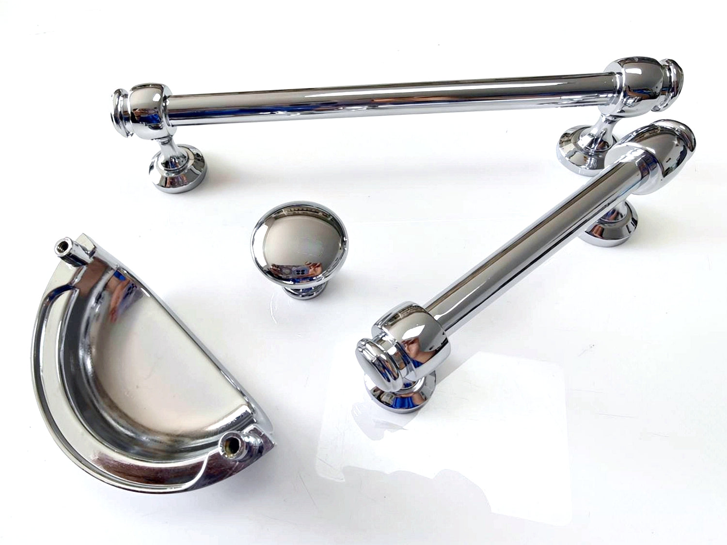 3" 3.5" 6" Chrome Cabinet Bar Handle & Cup Drawer Pull - LynnsHardware
