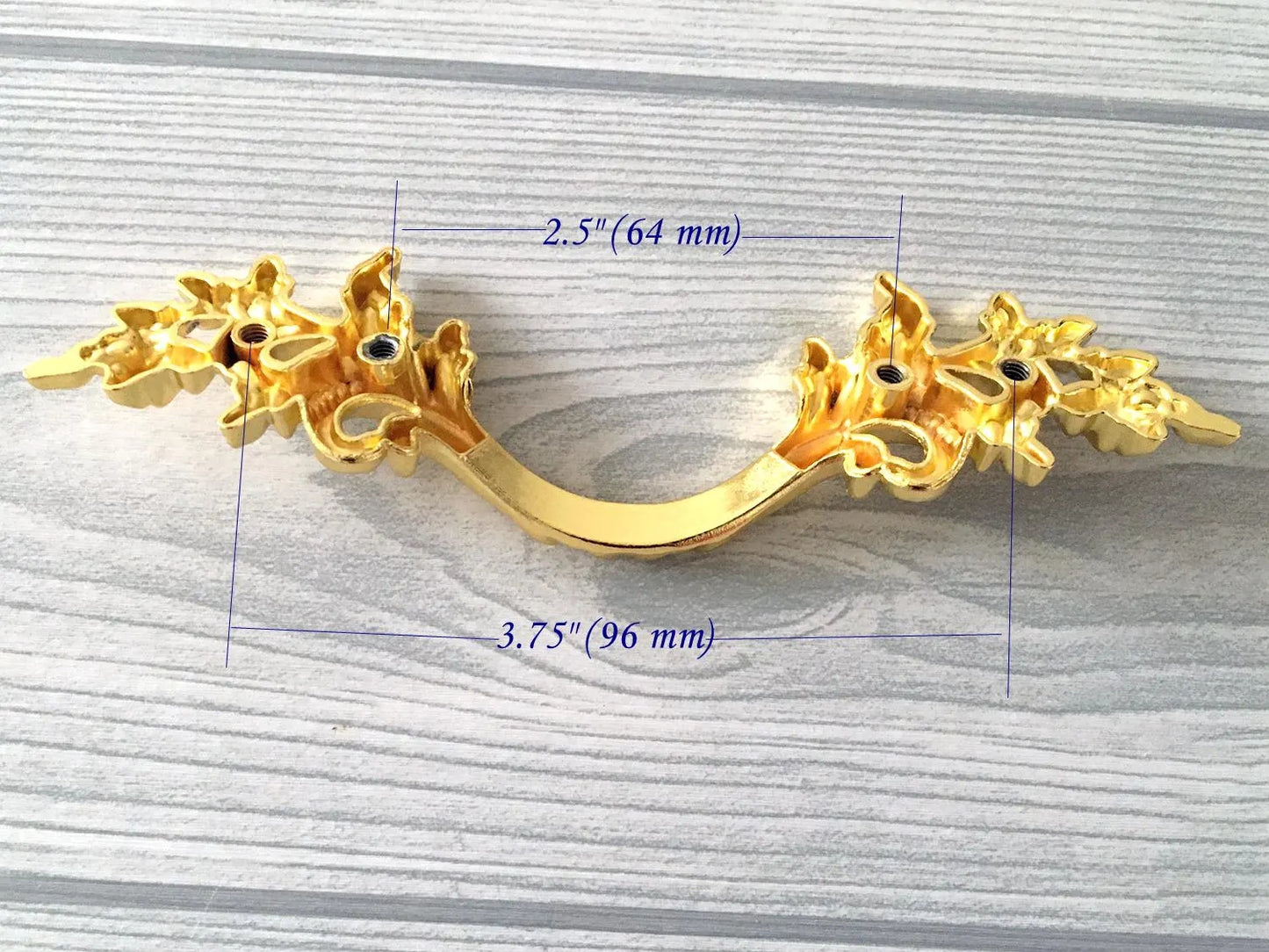 2.5" 3.75" Ornate Polished Gold Leafy Drawer Pull - French Provincial