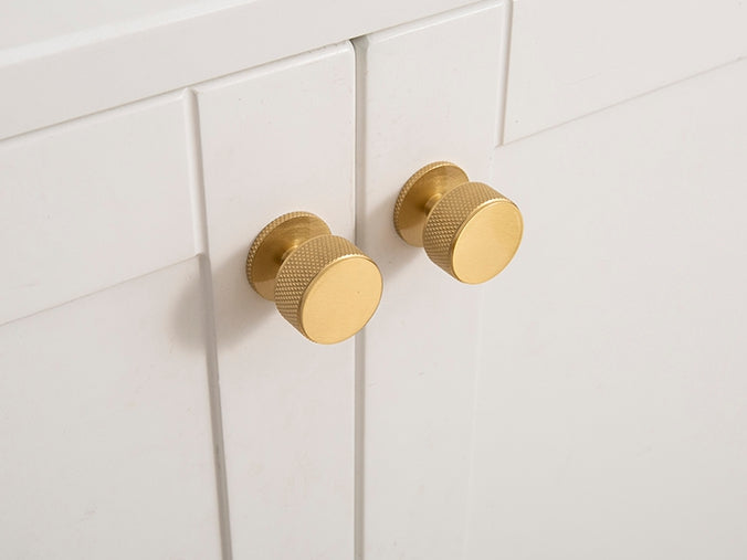 Knurled Brushed Brass Cabinet Knob - Classic Hardware