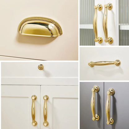 Stylish Polished Brass Cabinet Handles, Shiny Gold Drawer Cup Pulls