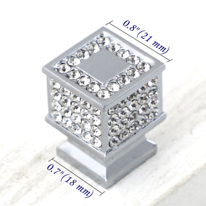 Crystal Drawer Pulls, Rhinestone Cabinet Knobs, Polished Chrome, Gold, Round, Cylinder, Square
