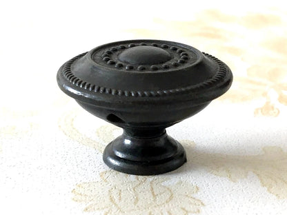 Vintage Look Drawer Knobs, 1.25" Diameter, Antique Black Bronze Brass