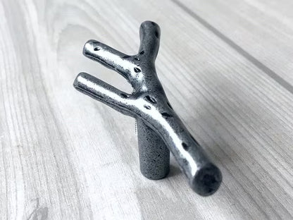 Branches Drawer Knob & Cabinet Pull, Black / Antique Pewter, 3.75" 5" C-C