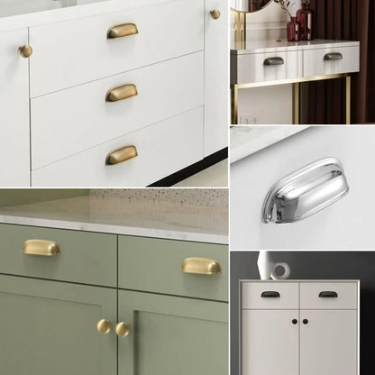 3" Brass Cup Drawer Pull & Cabinet Knob 76 mm Centers, Gold, Bronze, Silver and Black