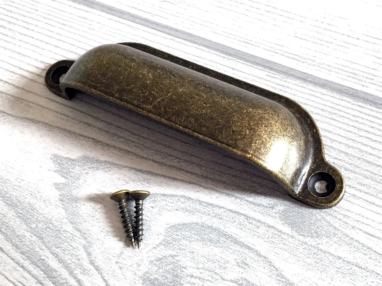 3.5" 3.75" 5" Farmhouse Drawer Handle, Rustic Cup Dresser Pull, Antique Bronze