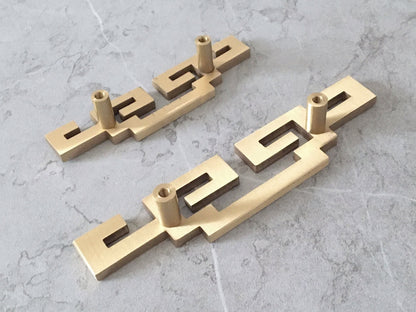 2" 2.75" Brass Greek Key Drawer Pull Handles - Oriental Style