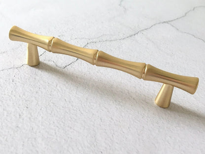 Gold Bamboo Knob Drawer Pulls Handles MCM Kitchen Hardware