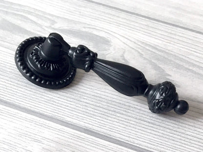 Black Pendant Drawer Pull Drop Vintage Style Hardware