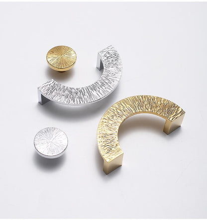 2.5“ Brass Sunburst Half Moon Drawer Pull & Circle Knob