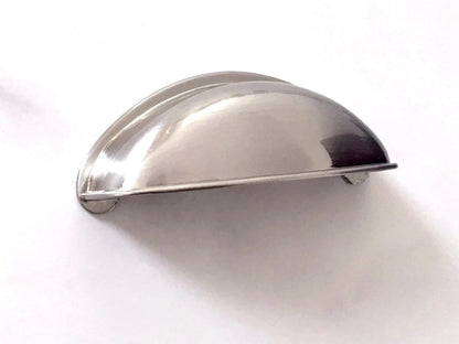 Minimalist Nickel Cabinet Handles, Cup Drawer Pulls, Kitchen Hardware