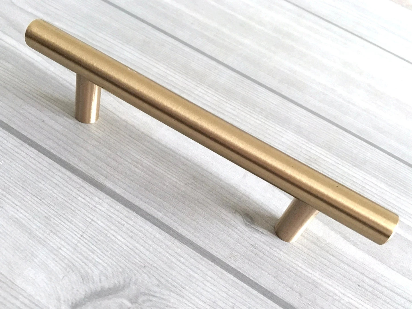 Gold Brass Round T Bar Drawer Pull & Knob - 2.5" to 6.25"