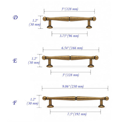 Antique Bronze Cabinet Bar Handles, Retro Drawer Pull, Kitchen Hardware, 3.75" 5" 7.5" Centers
