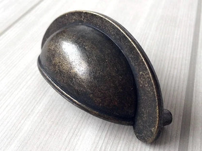 2.75" centres  Dark Antique Bronze Cup Drawer Pull