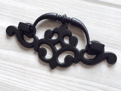 3.25" C-C Georgian Swing Bail Dresser Drawer Pull, Black Antique Bronze Gold