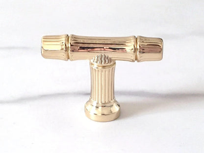 Bamboo Drawer Handles, Polished Gold, Kitchen Cabinet Hardware, 3.75" 5" 7.5" Centers