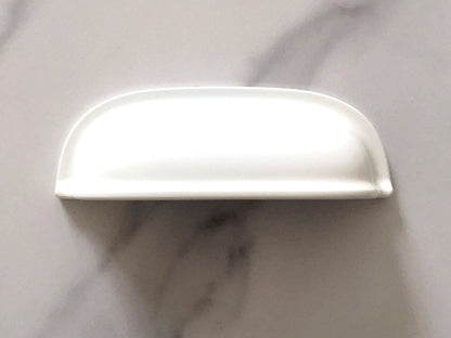 2.5" Centers White Cup Drawer Pulls with Knobs