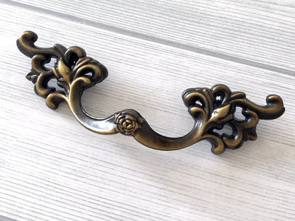 3.25" Drawer Pulls Handles Dresser Pull Vanity Handle, Antique Gold Brass