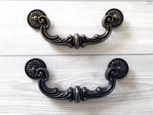 6" große Tropfen Griffe Bail Schublade ziehen Vintage Look Antik Bronze Schwarz