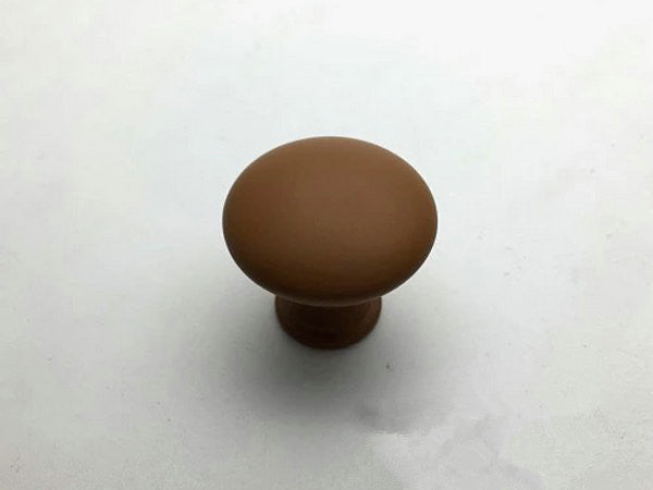 Brown cabinet knob on a white background