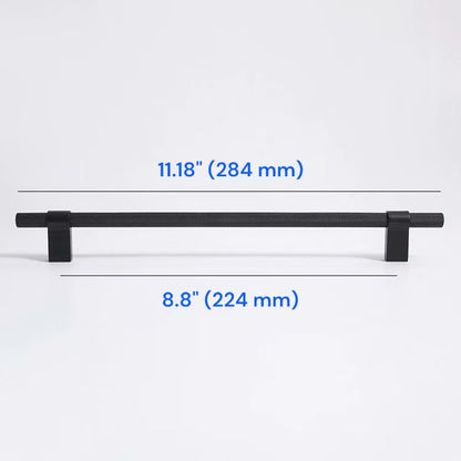 Knurled Cabinet Bar Pulls 96 128 224 320 mm, Brass / Matte Black, Sleek Modern Kitchen Hardware