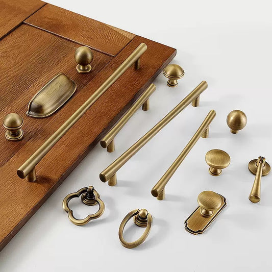 Assorted antique bronze brass drawer handles for mid century modern home interior design 