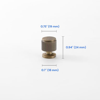 Fluted Brass Cabinet Pulls 96 128 160 224 256 320 mm, Antique Bronze Knurled Kitchen Hardware