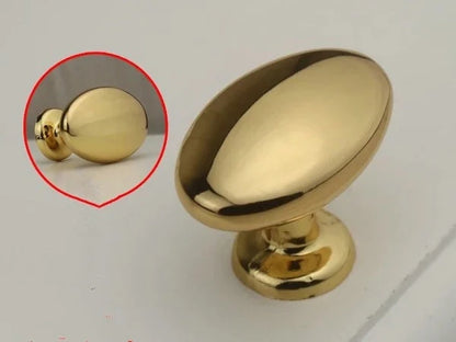 Oval Drawer Knob, Polished Gold Nickel Chrome Bronze, 1.3" Long