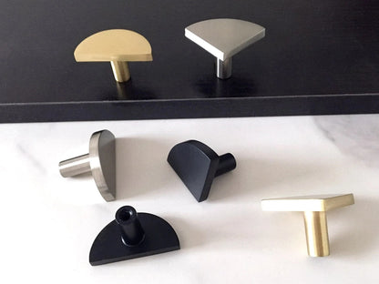 Half Circle, Quarter Moon, Drawer Knob, Brushed Gold, Nickel, Black