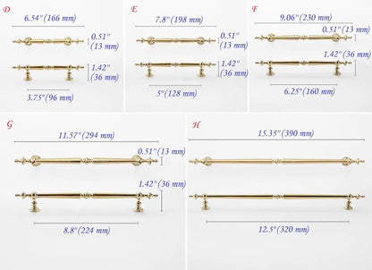 Polished Brass Cabinet Bar Pulls European Style Luxury Shiny Gold