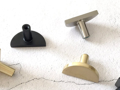 Half Circle Drawer Knobs, Brushed Gold, Nickel, Black